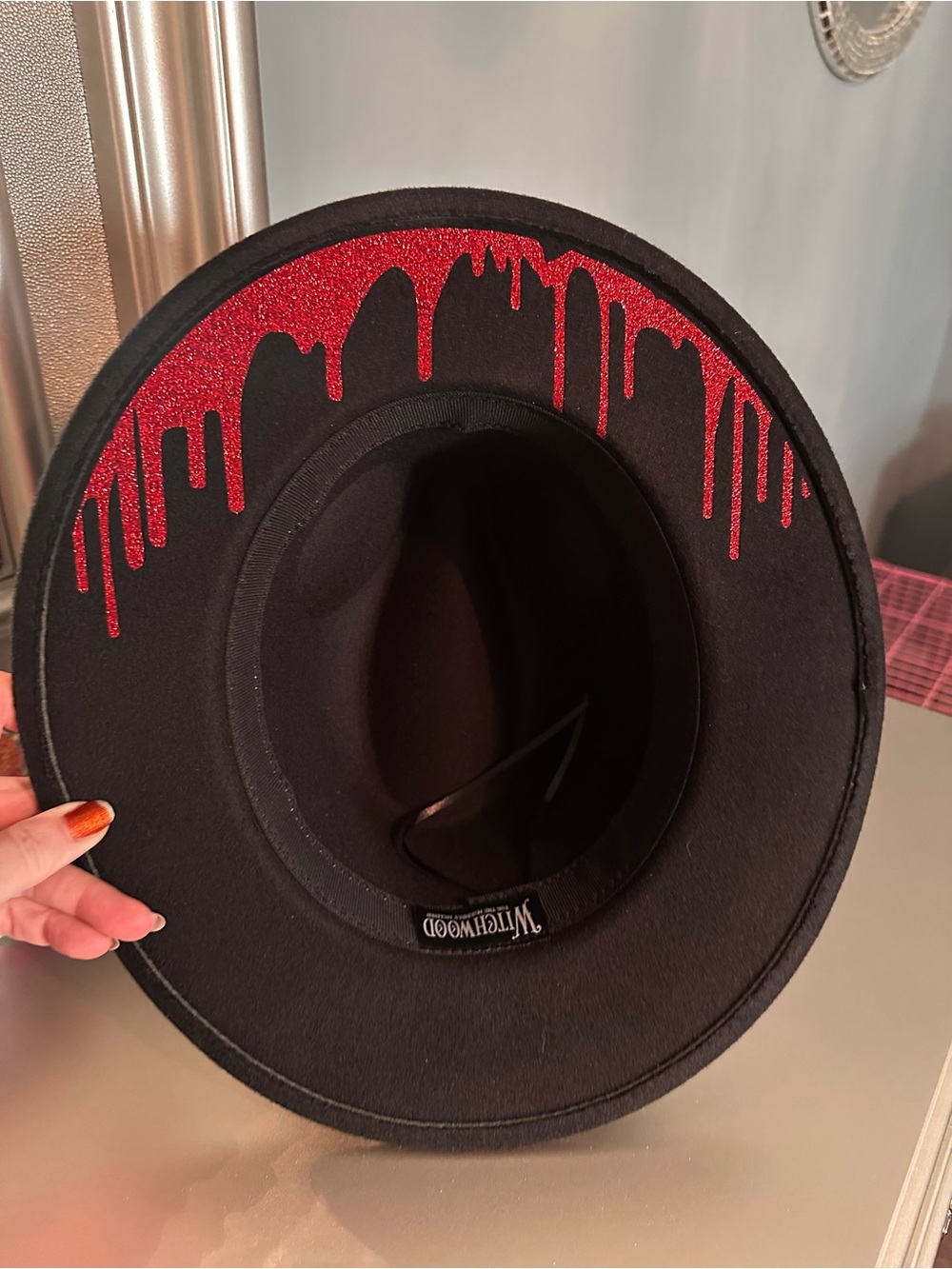 Witchwood Red Glitter Blood Drip Hat-NEW, Custom-Made